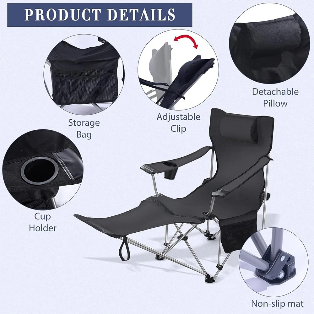 Outdoor Beach Chair Foldable Camping Beach Lounge Backpack for Fishing