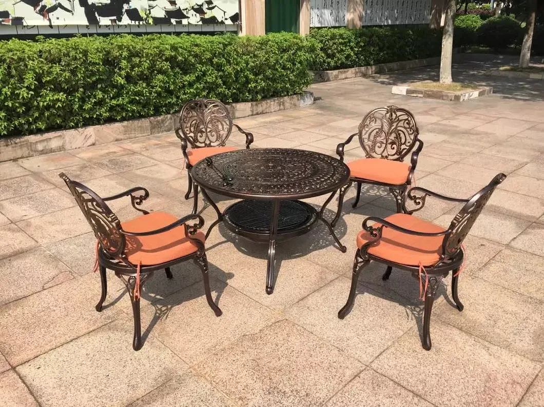 Outdoor Barbecue Table Set Cast Aluminum BBQ Grill Patio Balcony Metal Table for Backyard Garden Kd Furniture Set Dining Chair