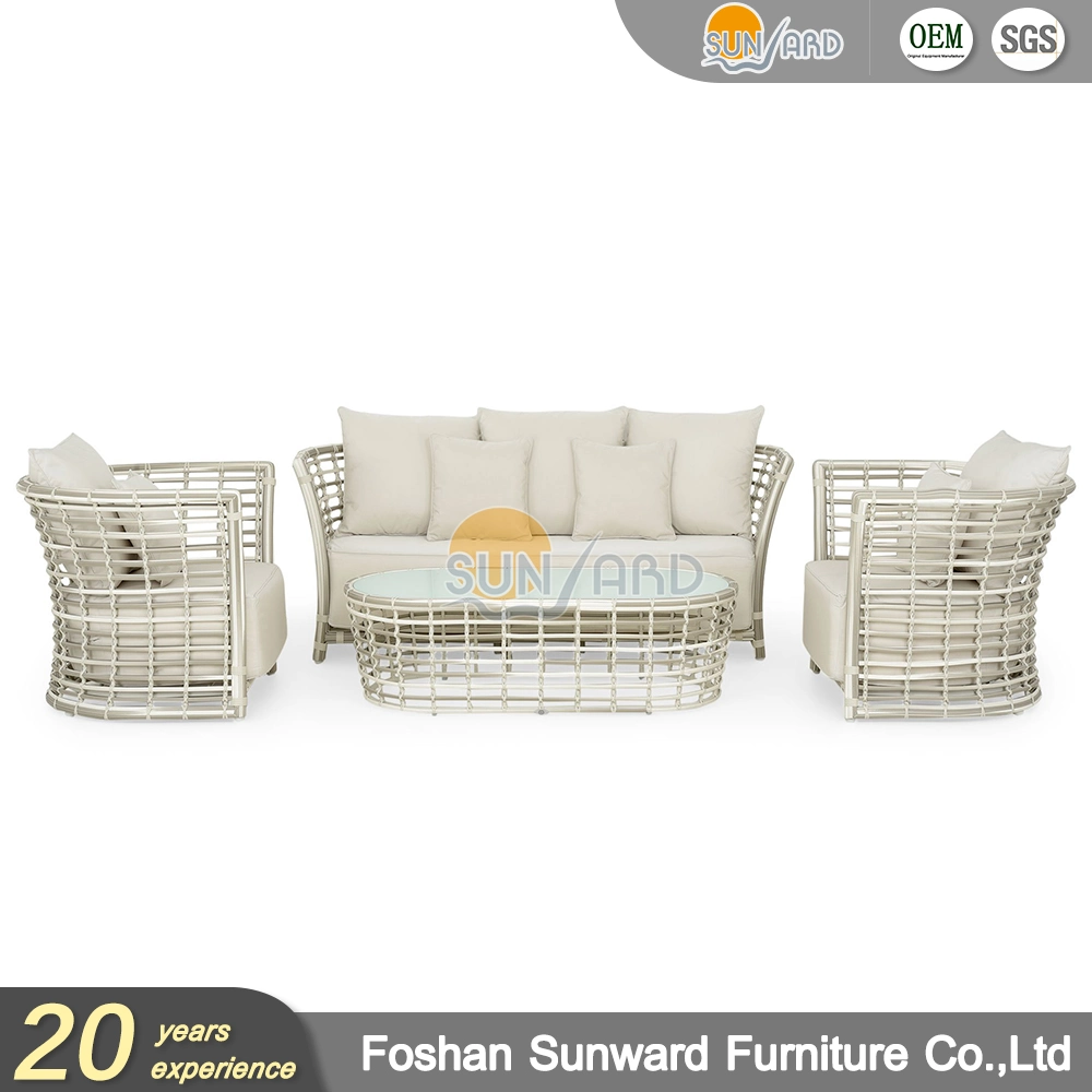 Comfortable Outdoor Wicker Sofa Balcony Rattan Furniture Home Table Set Garden Sofa