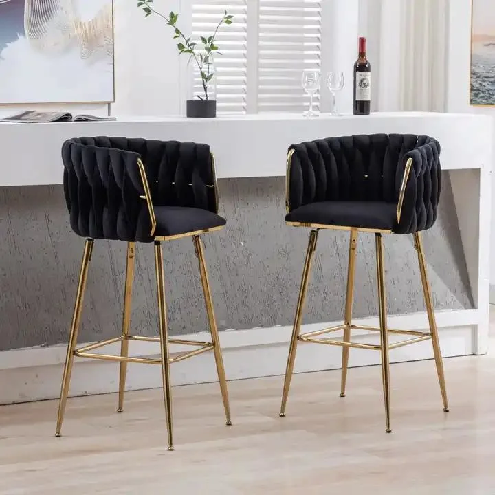 Wholesale Velvet High Chair with Back Cushion for Kitchen Living Room Bar