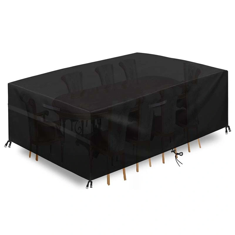 Factory Custom Black 210d Oxford Cloth Waterproof and Dust Cover Protective Outdoor Furniture Cover for Tables and Chairs