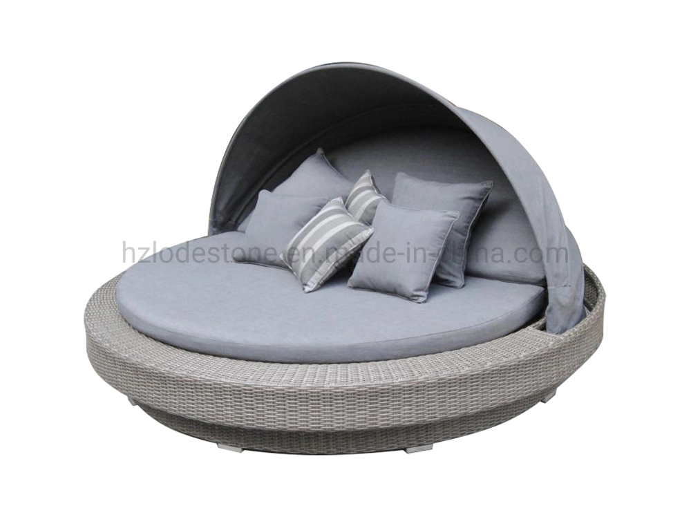 Garden Rattan Furniture Outdoor Round Daybed with Canopy