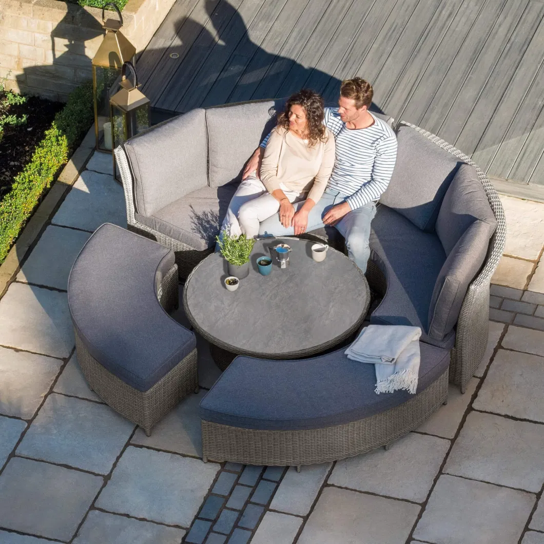 Round Outdoor Garden Sofa Terrace Garden Sun Room Sun Protection Waterproof Arc Outdoor Rattan Sofa Combination