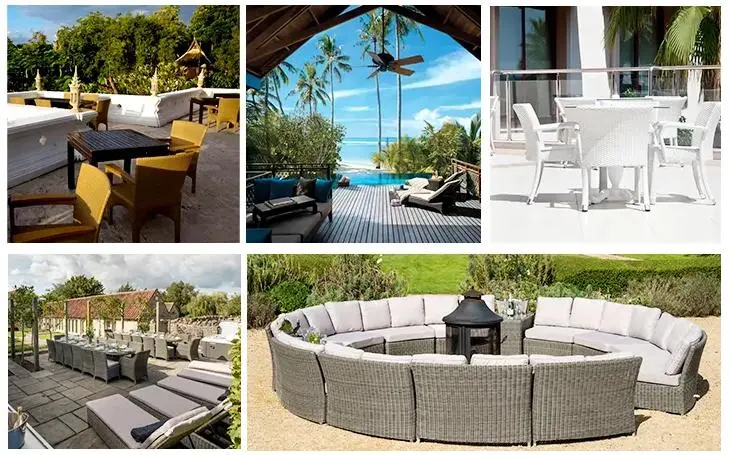 Factory Hot Sale Modern Outdoor Lounge Sectional Patio Sofa Set Aluminum Teak Wood Rattan Outdoor Furniture Garden Sofas