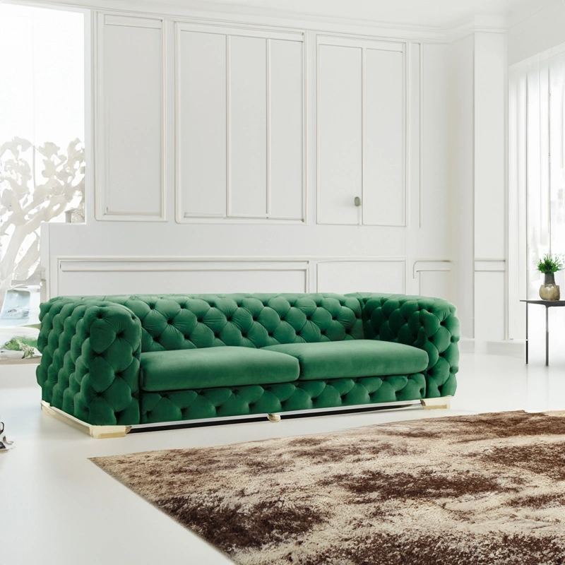 Huayang Modern Leather Tufted Chesterfield Loveseat Sofa