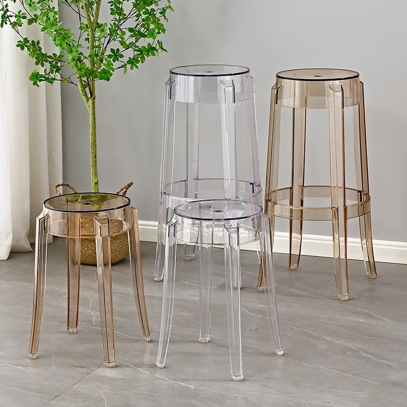 Transparent Chair Acrylic High Round Bar Stool Creative High Chair