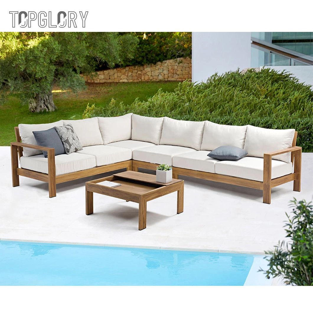 Modern Latest Design Outdoor Furniture Metal Leg Rattan Woven Outdoor Garden Leisure 6 Seater Sofa