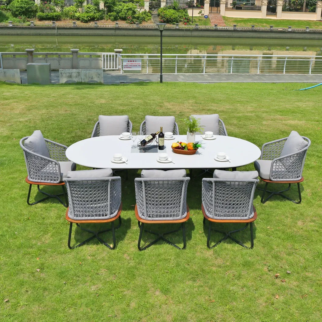 Modern New Design Outdoor Garden Dining Aluminum Table and Chair Set Sectional Restaurant Furniture