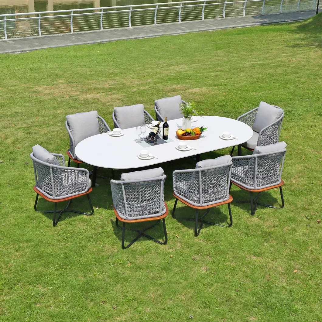 Modern New Design Outdoor Garden Dining Aluminum Table and Chair Set Sectional Restaurant Furniture