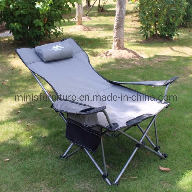 (MN-OC278) Patio Outdoor Beach Folding Chaise Lounge with Armrest and Cup Holder