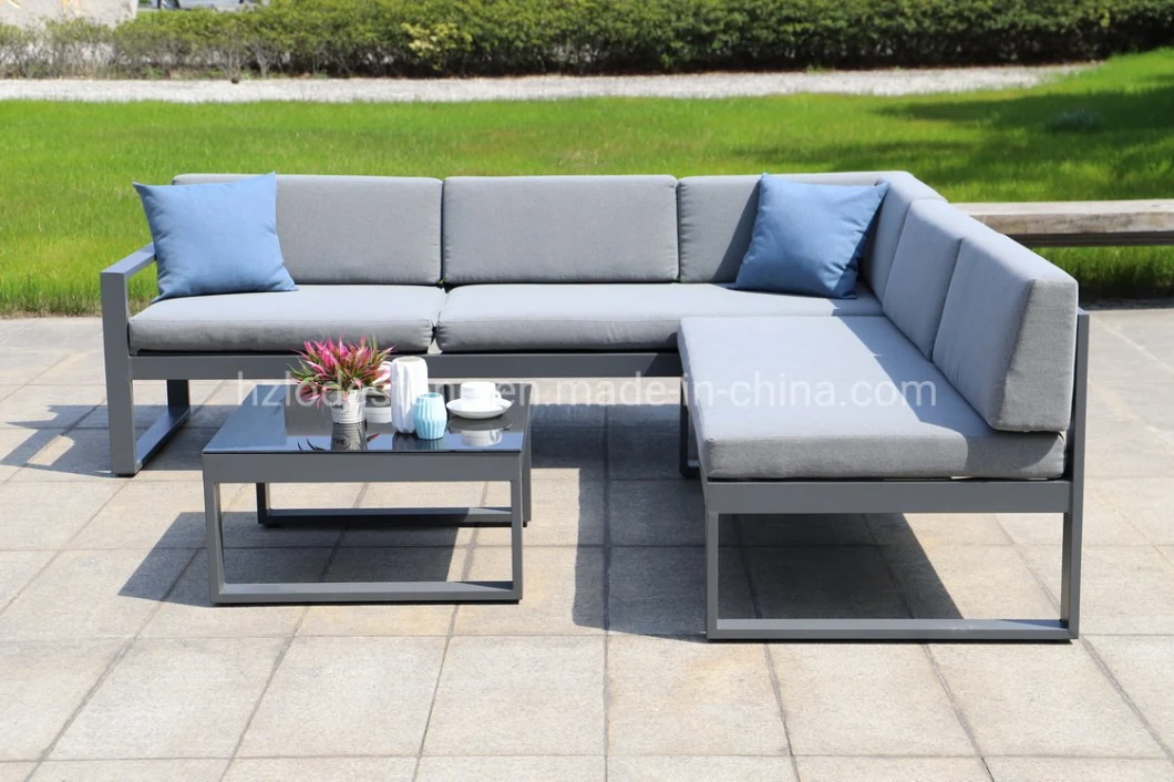 Hot Sale European Style Garden Sofa Set Modern Patio Aluminum Grey Outdoor Furniture