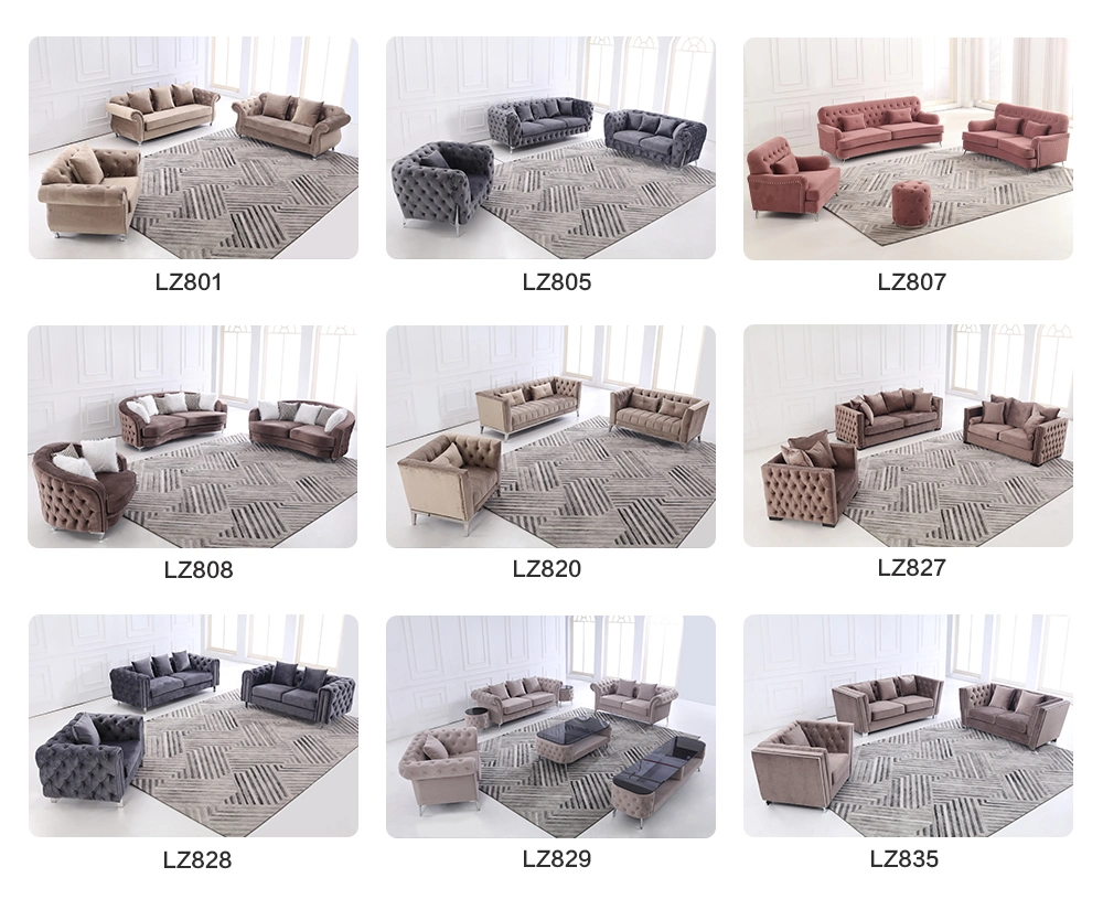 Dubai Modern Comfortable Living Room Furniture Leather / Velvet Sofa Set