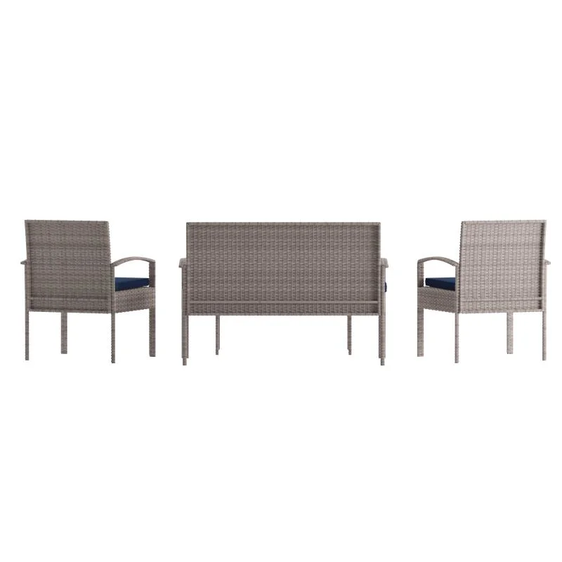 Outdoor Furniture Rattan Garden Furniture Set Gray Color with Cushion and Coffee Table Leisure Garden Sofa Set