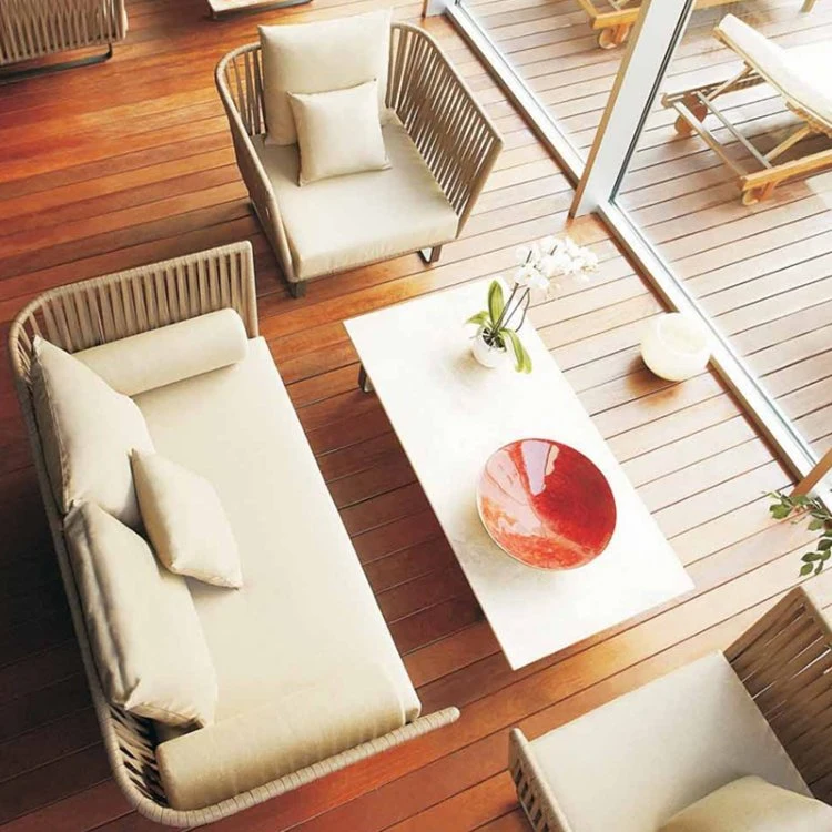 European Luxury Outdoor Corner Cast Aluminum Teak Wood Patio Garden Sofas Outdoor Luxury Furniture