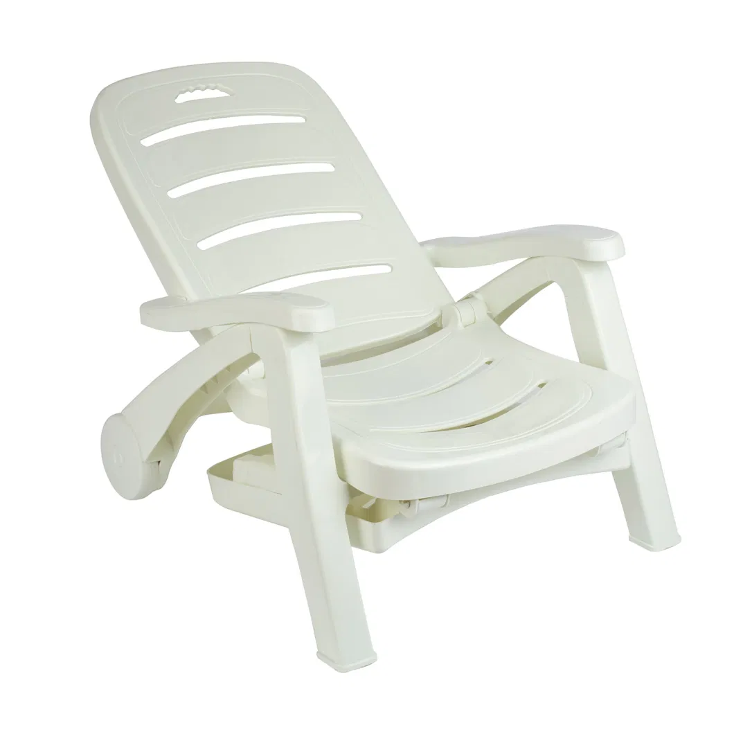 Solid Plastic Frame Sun Lounger Bed Reclining Chair Pool Backyard Garden Balcony Furniture