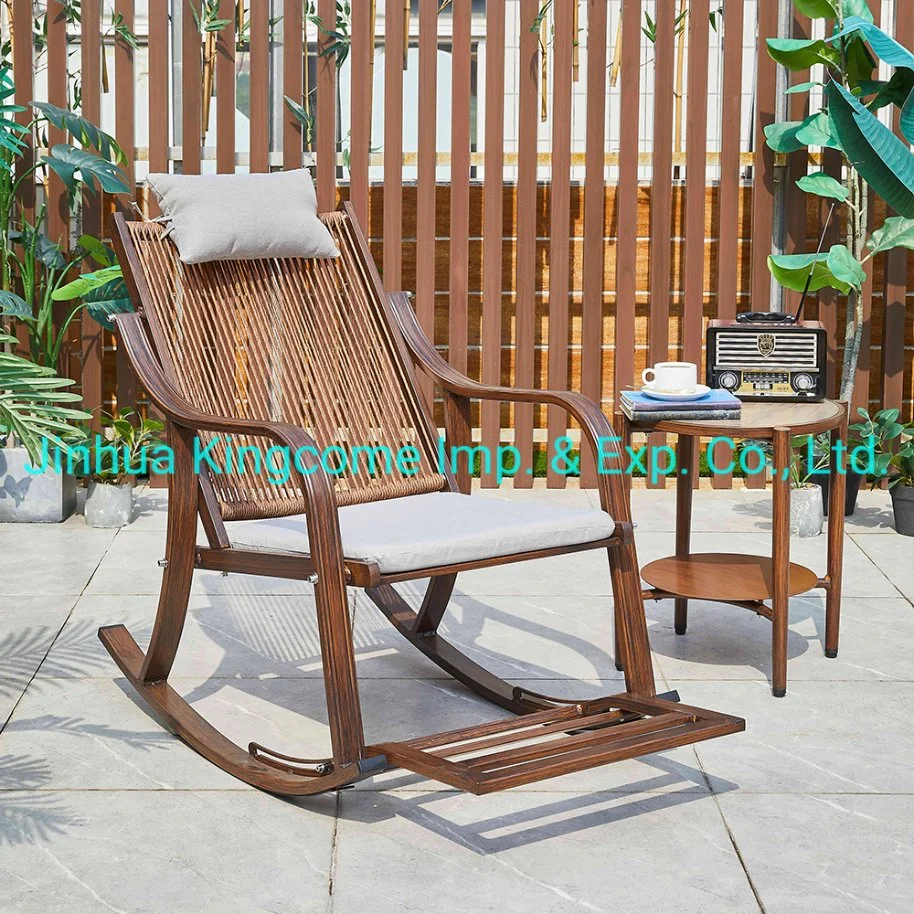 Garden Furniture Aluminum Rattan Rocking Chair All Weather Condition/Outdoor Patio Rocking Chair with Footrest