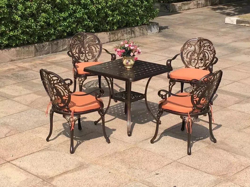 Outdoor Barbecue Table Set Cast Aluminum BBQ Grill Patio Balcony Metal Table for Backyard Garden Kd Furniture Set Dining Chair