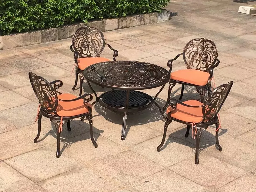 Outdoor Barbecue Table Set Cast Aluminum BBQ Grill Patio Balcony Metal Table for Backyard Garden Kd Furniture Set Dining Chair