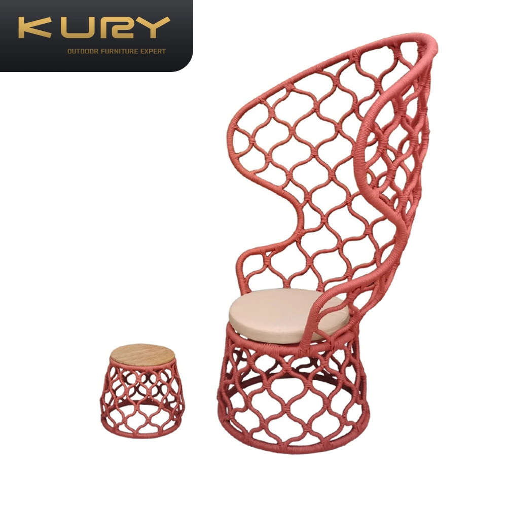 European Style Rattan Dining Table and Chairs Cube Garden Furniture Rope Furniture Set Outdoor Tables and Chairs