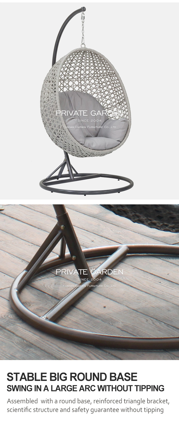 New OEM Foshan Factory Hanging with Stand Swinging Seat Garden Egg Hammock Chair
