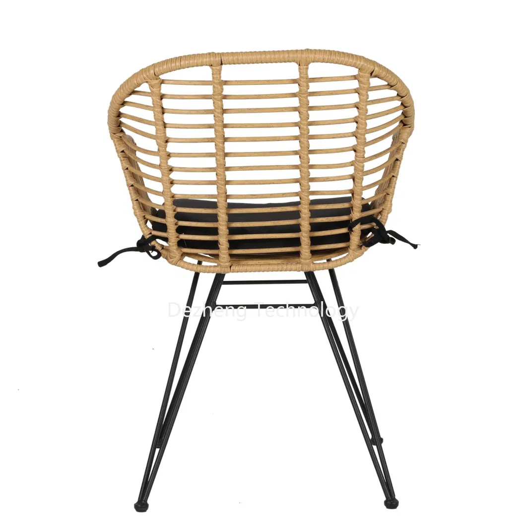 Factory Wholesale Outdoor Garden Forest Style Metal Rattan Patio Dining Chair Set