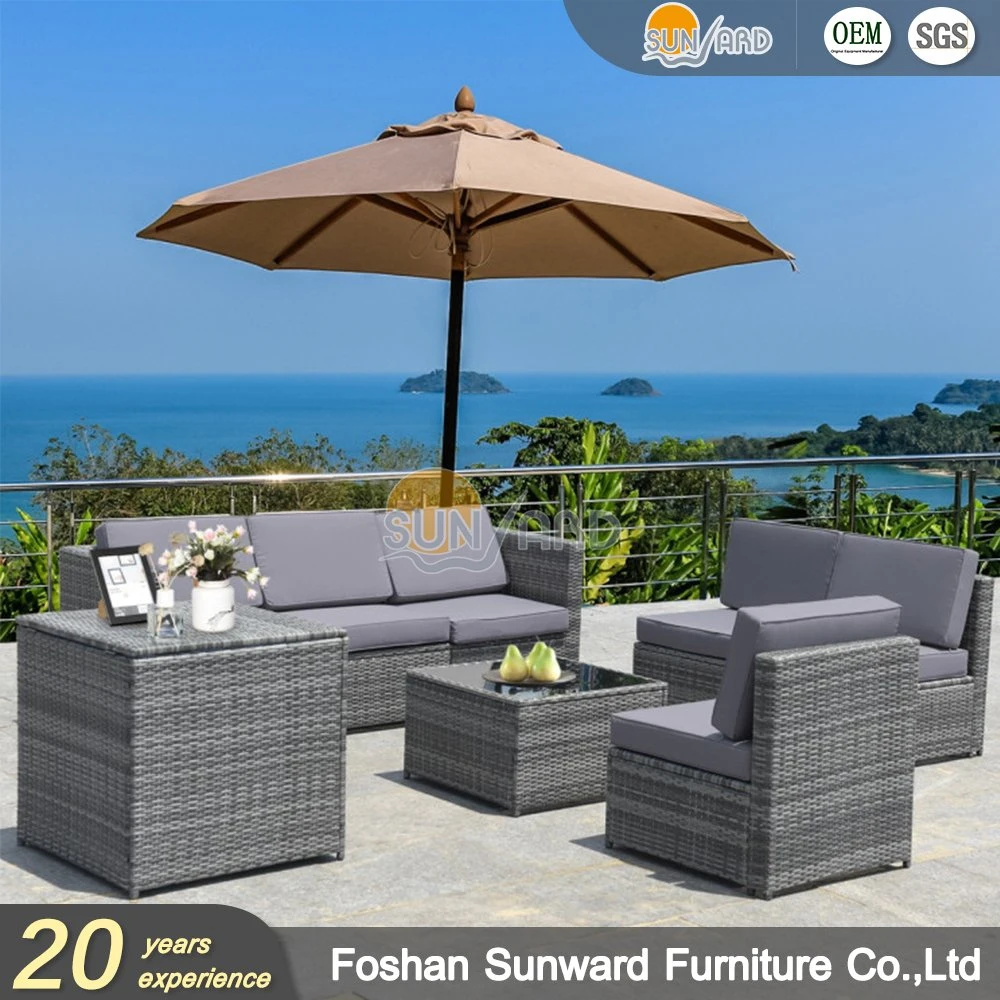 Outdoor Furniture Aluminium Frame Wicker Chair PE Rattan Sofa Set
