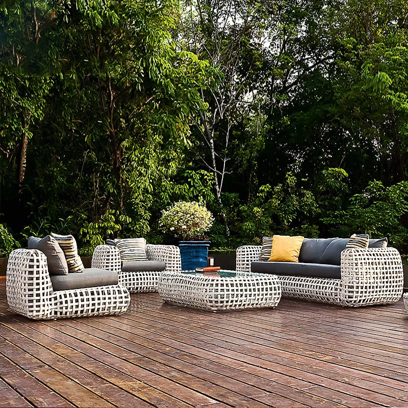 High Quality Outdoor Ratten Patio Couch Corner Wicker Garden Sofa Set