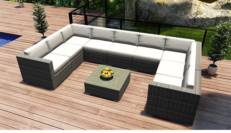 High Quality Garden Patio Furniture Outdoor Sofas Set Modern Home Style Rattan Furniture Garden Set Wicker Couch Round Outdoor Rattan Sofa