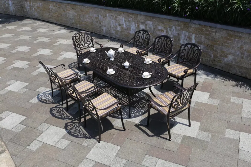 High End Outdoor Table and Chair Combination, Fully Cast Aluminum Round Table, Open-Air Garden, Courtyard, Outdoor Leisure Furniture