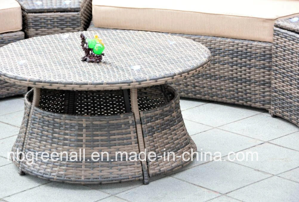 Half Moon with Ice Bucket 6 - Person Seating Group Sofa Outdoor Garden Rattan Patio Wicker Furniture