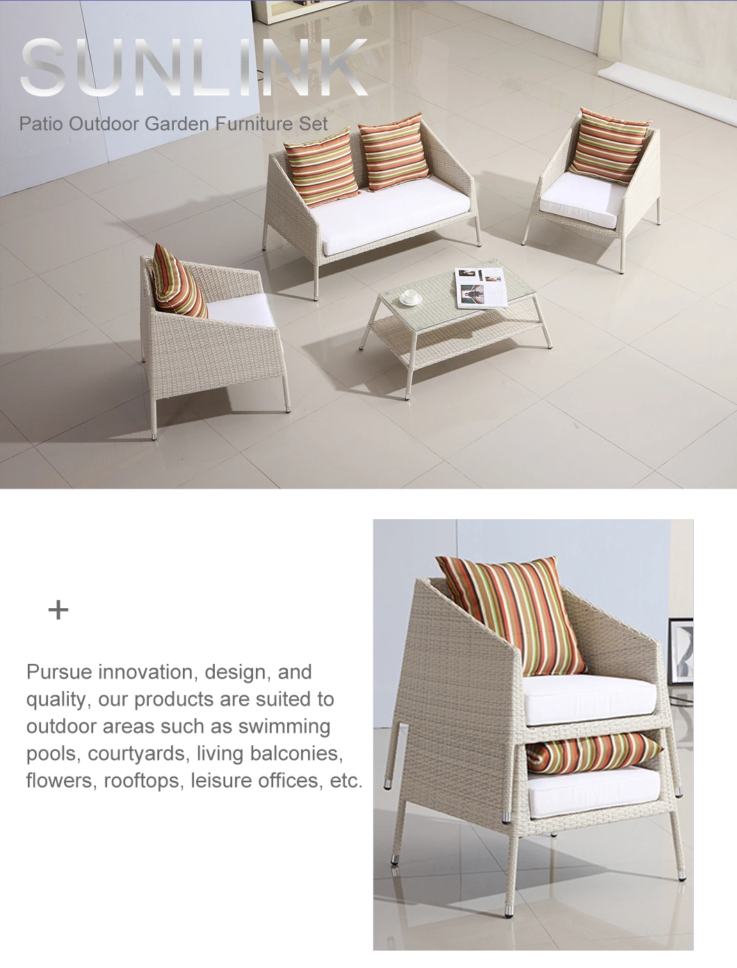 Factory Ranttan Modern Aluminum Sectional Sofa Set Outdoor Furniture for Home Villa Garden