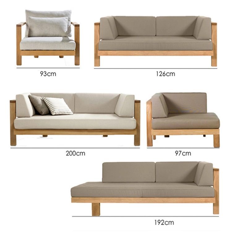High Quality Luxury Patio Backyard Teak Wood Outdoor Sectional Sofa Furniture