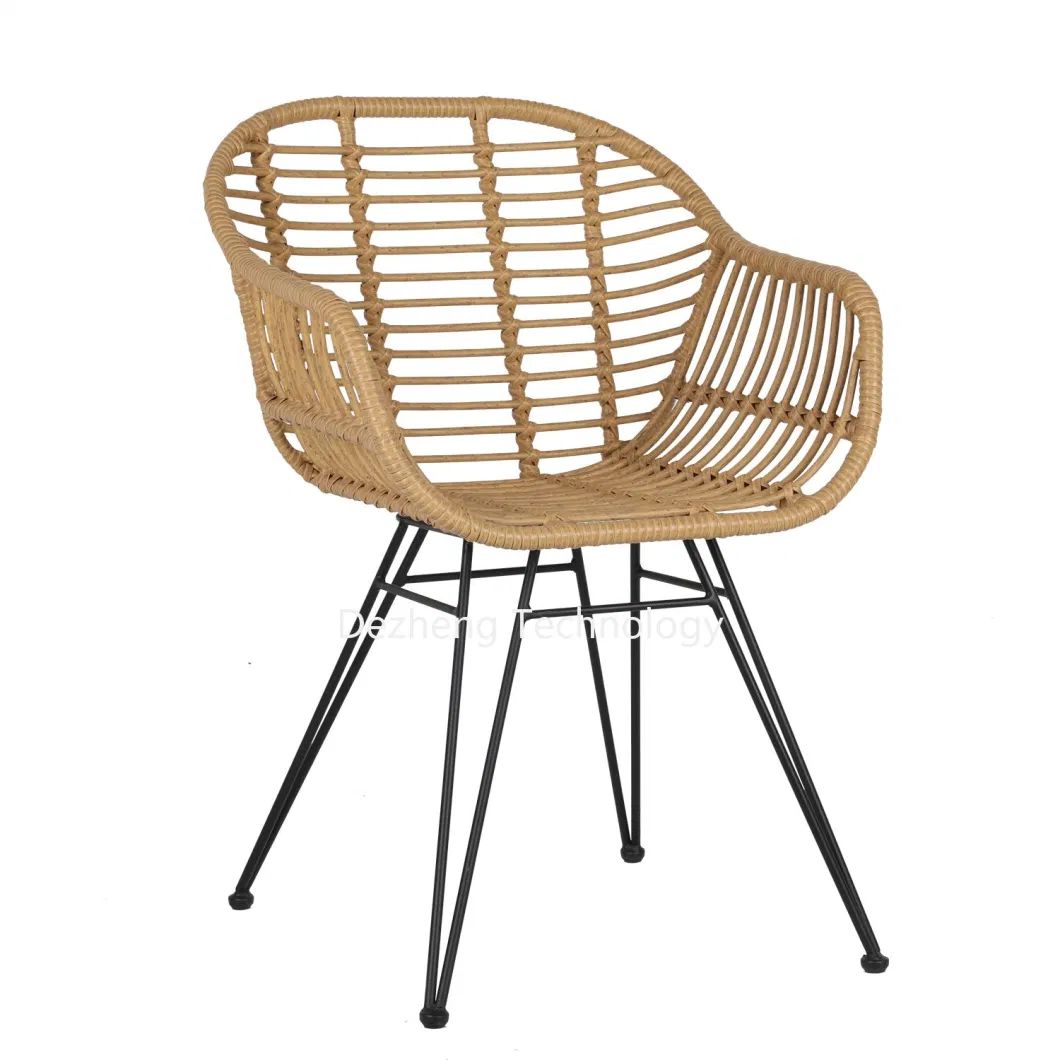 Factory Wholesale Outdoor Garden Forest Style Metal Rattan Patio Dining Chair Set