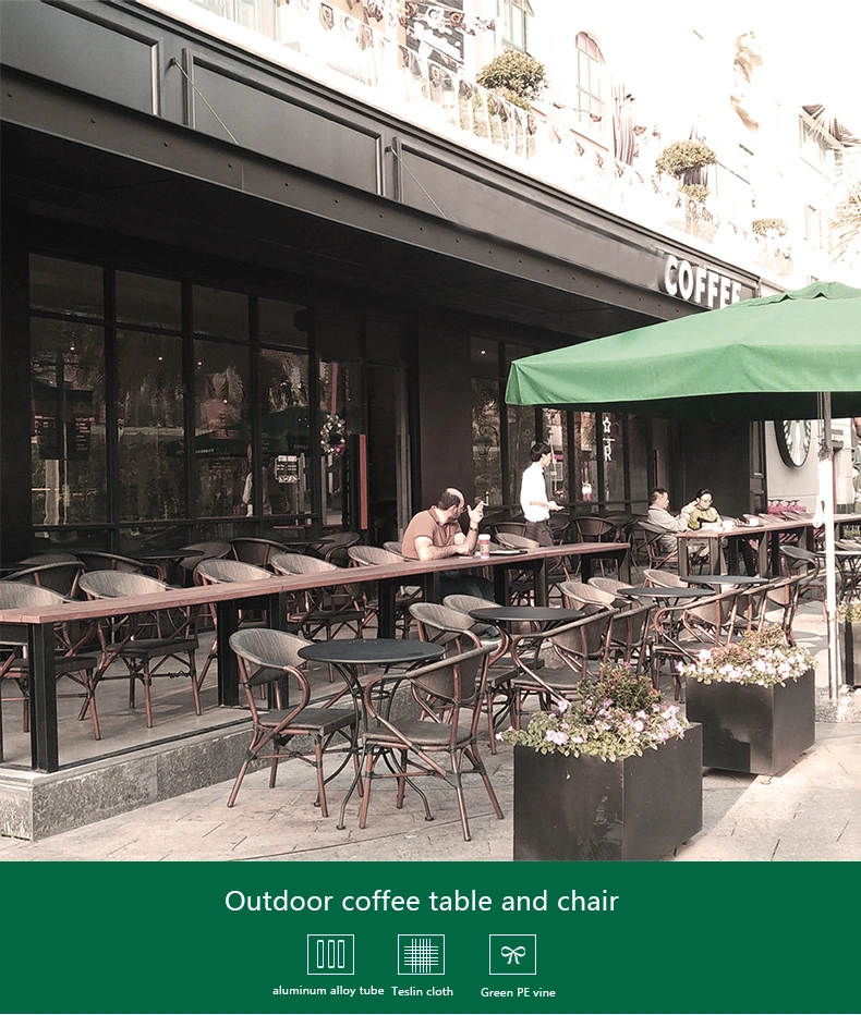 Outdoor Table and Chair Combination Cafe Balcony Table and Chair Aluminum Alloy Leisure Rattan Chair Milk Tea Shop Outdoor Rattan Chair