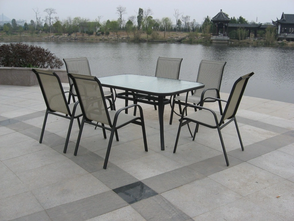 Textilene Table and Chairs Garden Outdoor Furniture Round Dining Table Set