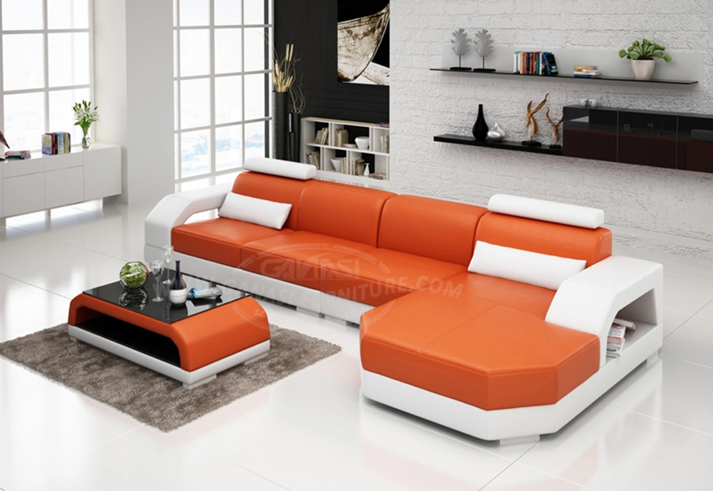 L Shape Simple Design Dubai Leather Sofa Furniture G8001C