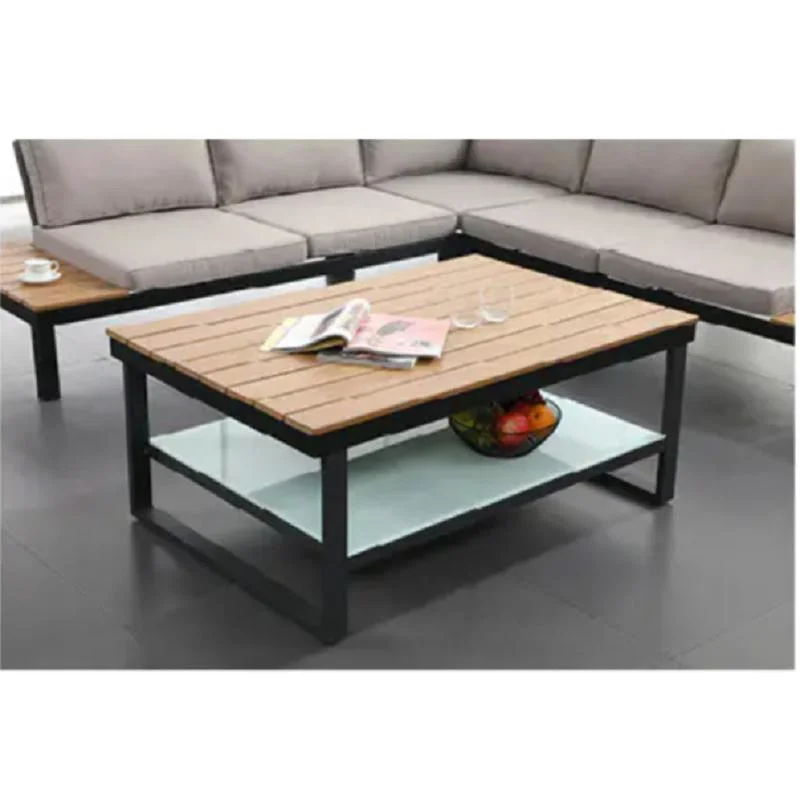 Plastic Wood Table Top Aluminum Frame Como Corner Sofa Set Home Furniture Set