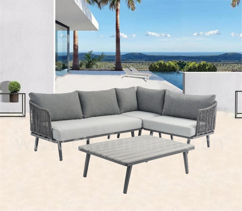 Outdoor Home Patio Furniture Rope Sofa Bed Weaving Aluminum Frame Garden Daybed