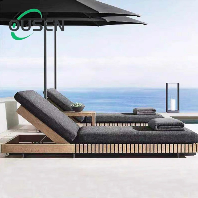 All Weather Luxury Customized Patio Outdoor Teak Wooden Sun Lounger