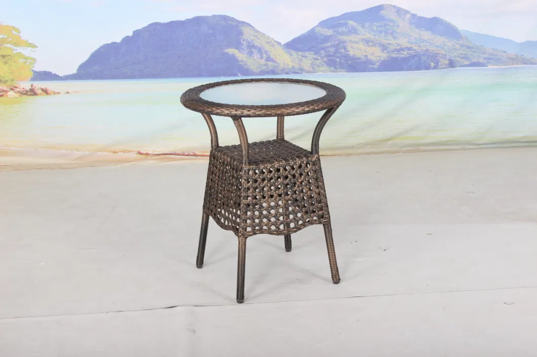 China 3 Pieces Outdoor PE Rattan Garden Furniture Table Set Stackable Dining Chair