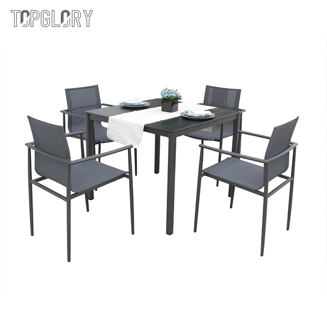 Outdoor Furniture High Quality PE Rattan Wicker Bistro Cafe Garden Aluminum Metal Patio Chair and Table Dining Set