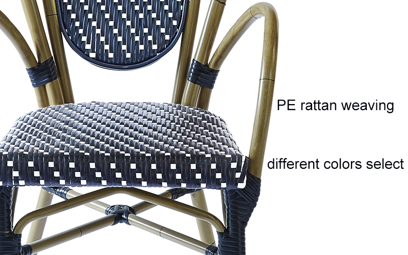 Rattan Restaurant Garden Bistro Dining Chairs French Style Rattan Table Chair Outdoor