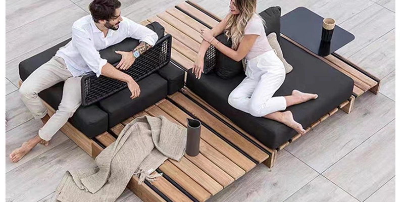 Modern Luxury Outside Teak Wood Garden Sofa Set Patio Outdoor Furniture