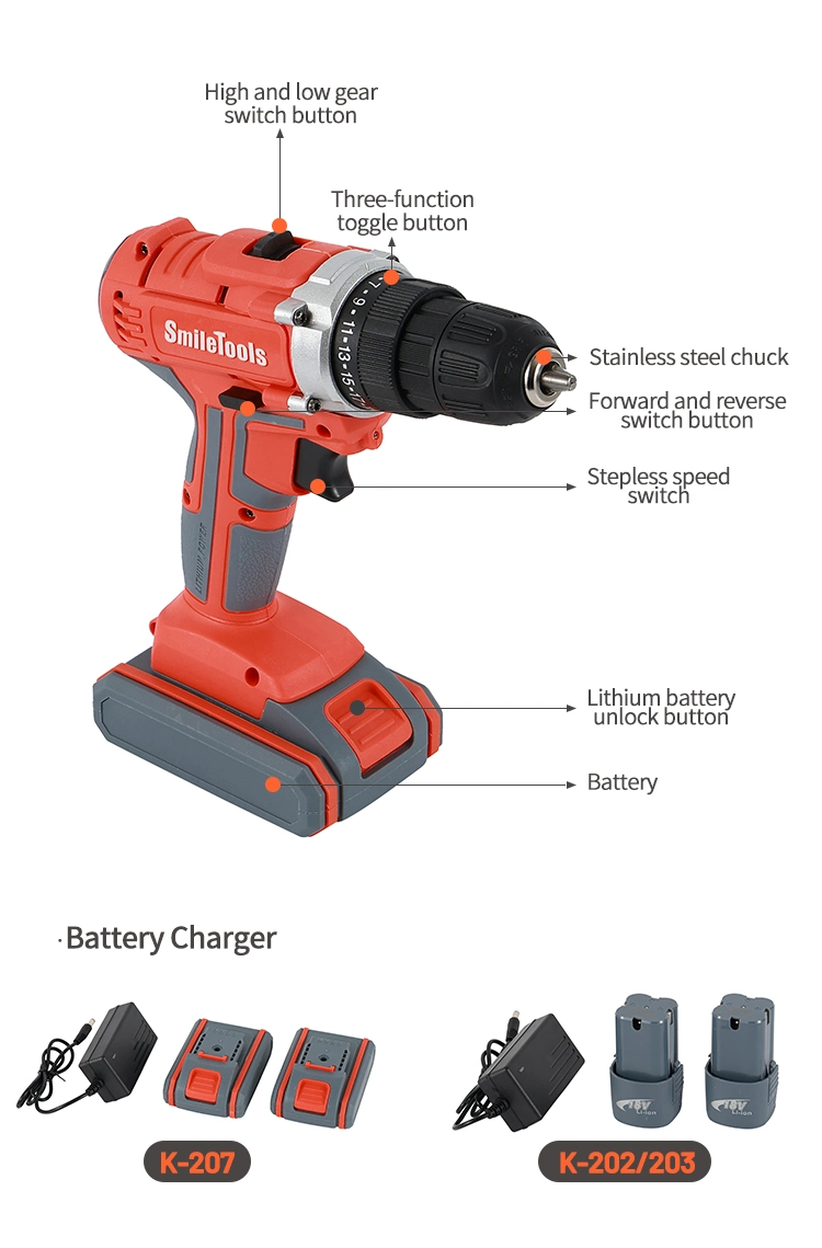 21V Cordless Tool Set 10mm Multifunction Electric Hand Drill Wireless Electric Drill Set for Woodwork and Garden