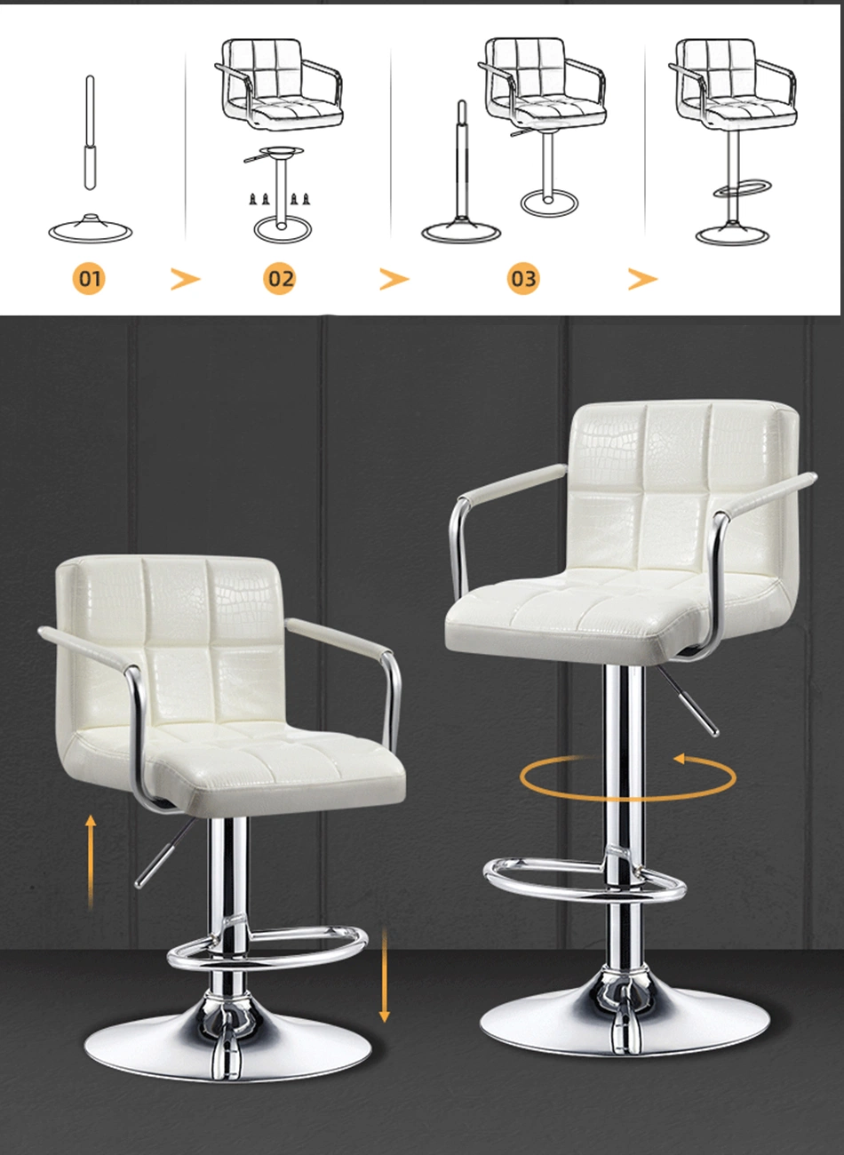 Commercial Used Design Leather Checkered Bar Chair Modern Cafe High Bar Chairs Bar Stools
