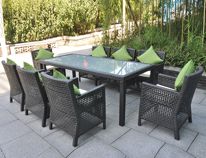 7PCS Outdoor Patio Dining Table Set Tempered Square Glass Dinner Table Teslin Bistro Set