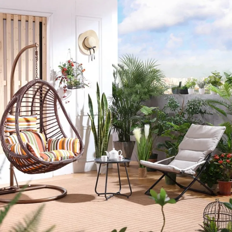 Living Room Leisure Wicker Hammock Garden Patio Single Rattan Hanging Swing Chairs with Stand