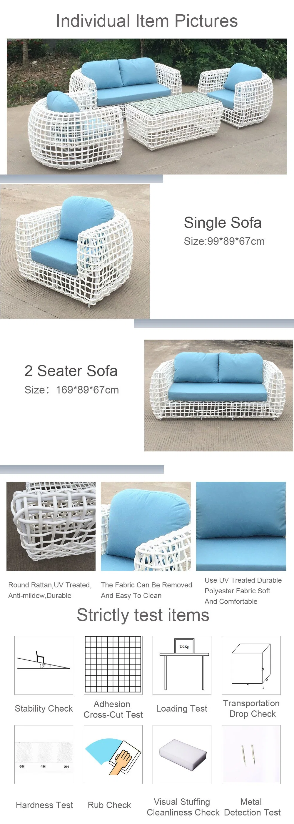 Modern Design Living Room Sofa Outdoor Furniture Rattan Sofa for Wholesale
