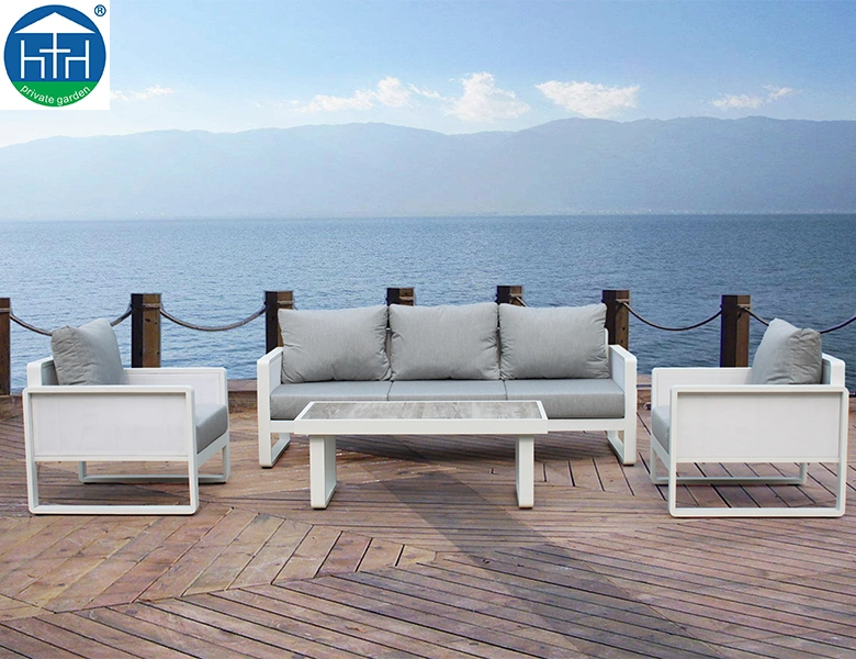 Rattan Outdoor Furniture White Rattan Garden Sofa Sets Wicker Big Sectional Sofa Set