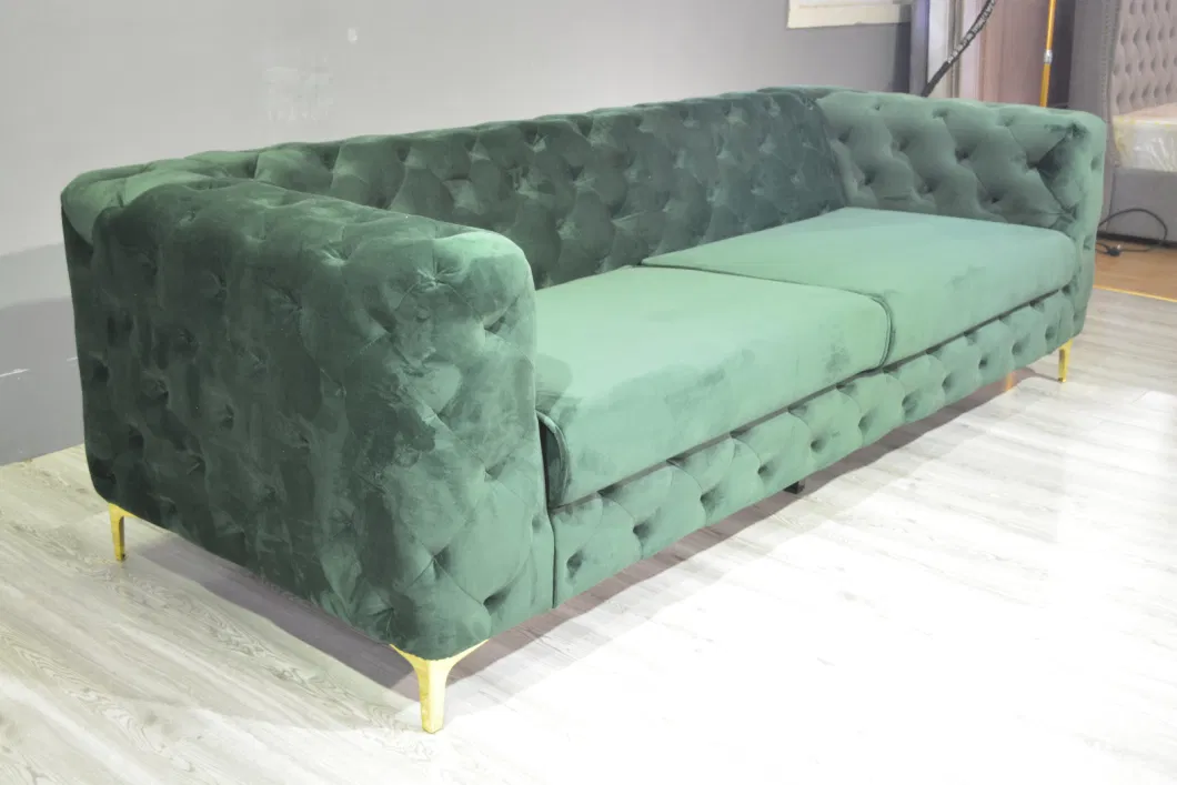 Huayang Modern Leather Tufted Chesterfield Loveseat Sofa